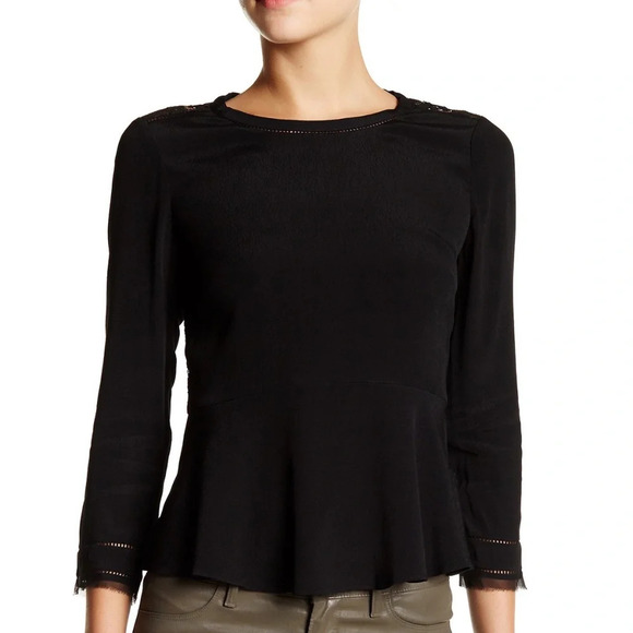 Rebecca Taylor Blouse Black Lace Size 0 - Picture 2 of 9